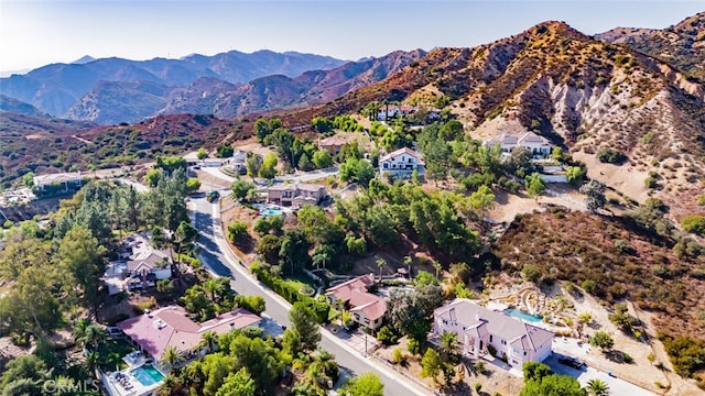 aerial view with a mountain view