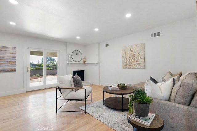 living room featuring light hardwood / wood-style floors