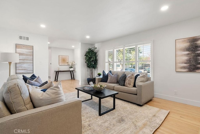 living room featuring light hardwood / wood-style flooring