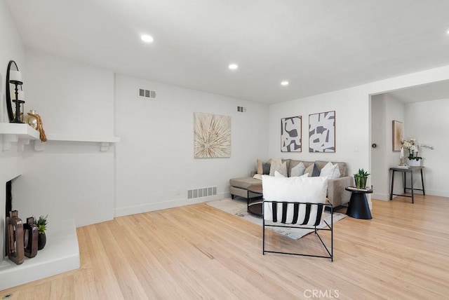 living room featuring light wood-type flooring