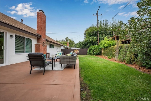 view of yard with a patio area and an outdoor hangout area