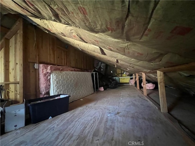 view of unfinished attic