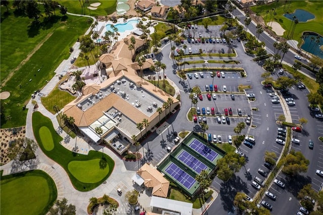 birds eye view of property featuring view of golf course