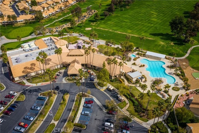 birds eye view of property featuring golf course view