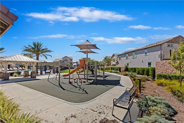 view of playground with a gazebo