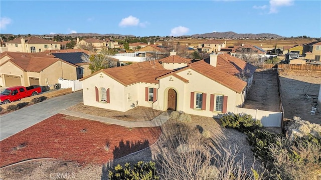 aerial view with a mountain view