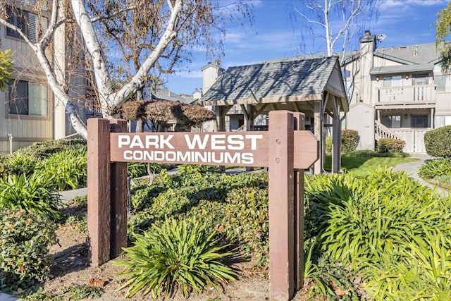 view of community sign