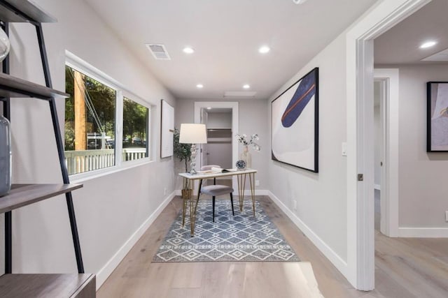 office featuring light hardwood / wood-style flooring