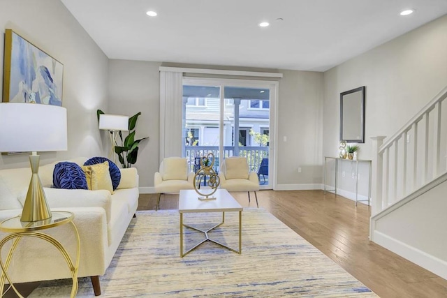 living room featuring light hardwood / wood-style floors