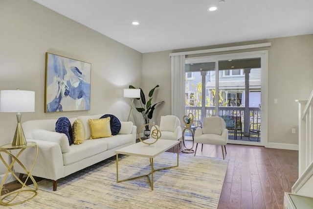 living room with hardwood / wood-style flooring