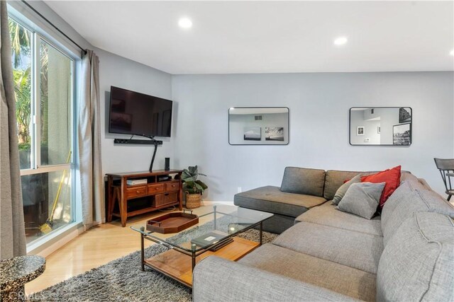 living room featuring light wood-type flooring