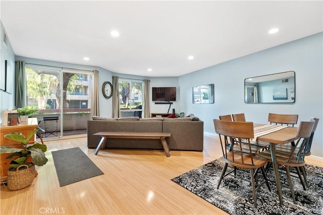 living room with light wood-type flooring