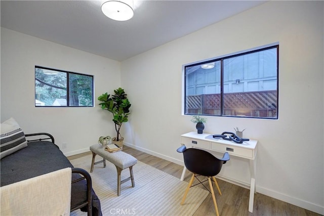 office area with wood-type flooring