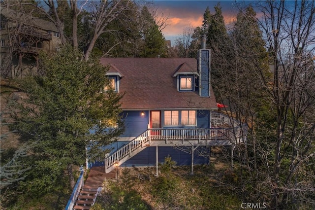 view of front of property featuring a deck