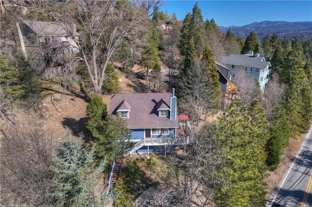 birds eye view of property featuring a mountain view