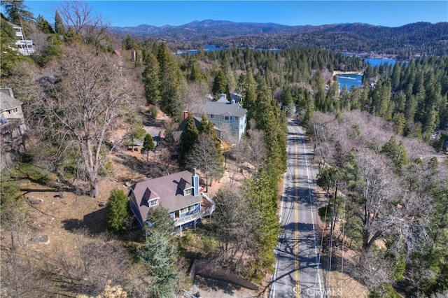 birds eye view of property with a mountain view