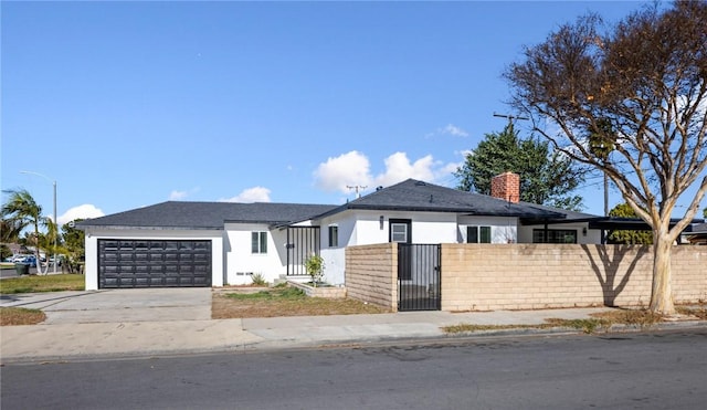 ranch-style home with a garage