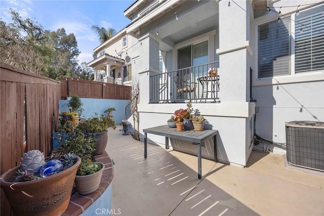 view of patio / terrace featuring central AC unit