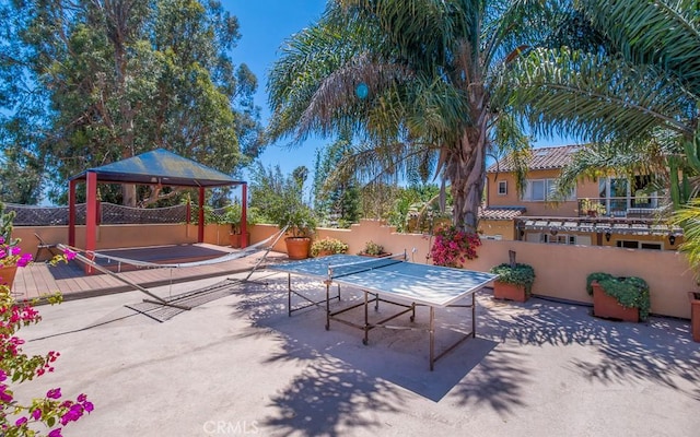 view of patio featuring a gazebo