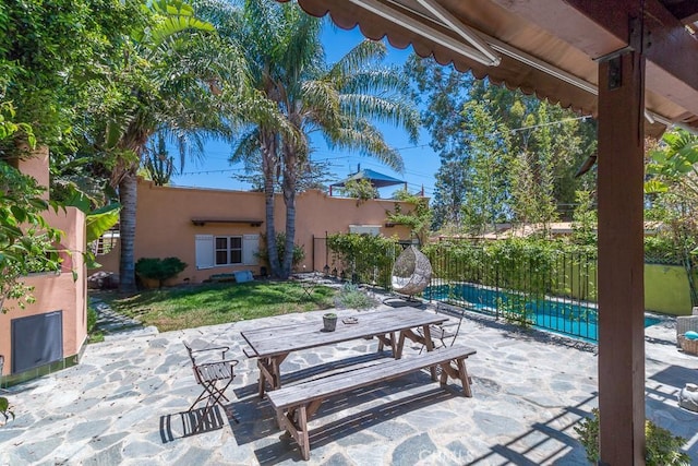 view of patio with a fenced in pool