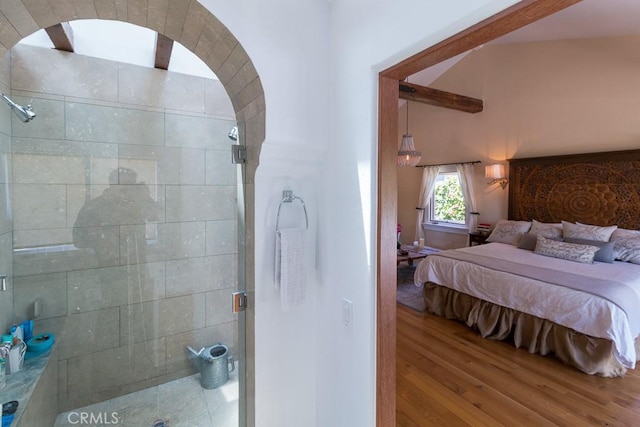 bedroom with light hardwood / wood-style floors