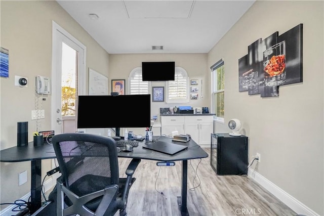 office featuring light hardwood / wood-style floors