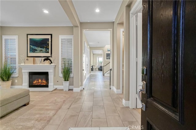 foyer entrance featuring light tile patterned flooring