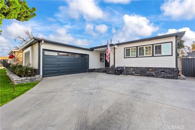 single story home with a garage