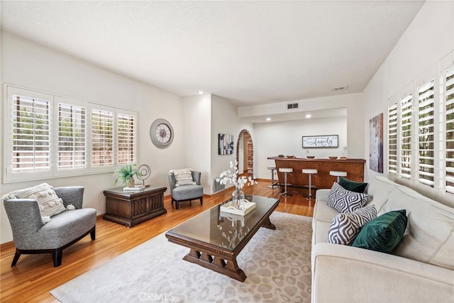 living room featuring hardwood / wood-style flooring