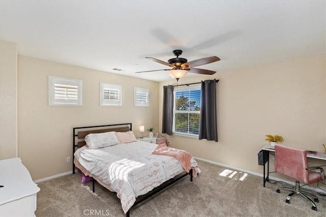 bedroom with carpet and ceiling fan