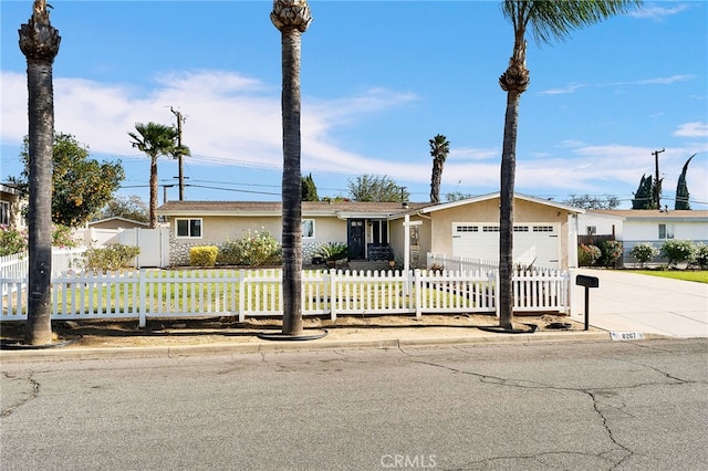 single story home with a garage