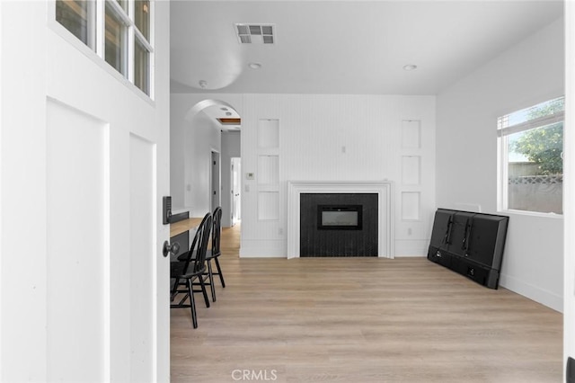 living room featuring light hardwood / wood-style floors