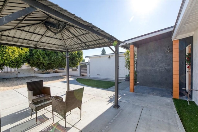 view of patio / terrace featuring a gazebo