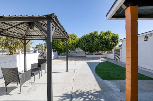 view of patio featuring a gazebo