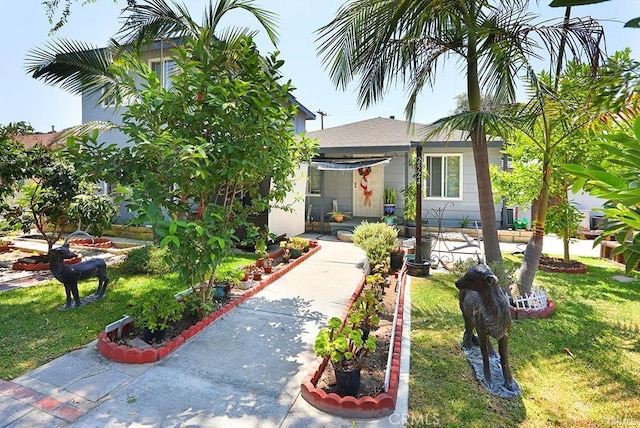 view of front of home with a front yard