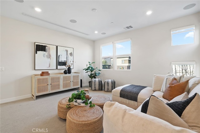 living room with carpet flooring