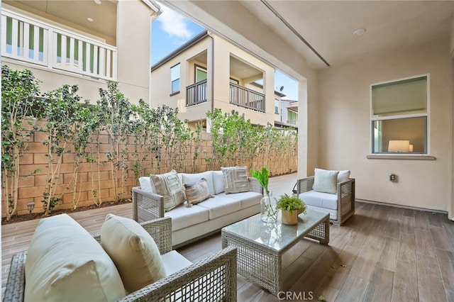 view of patio / terrace featuring an outdoor hangout area and a deck