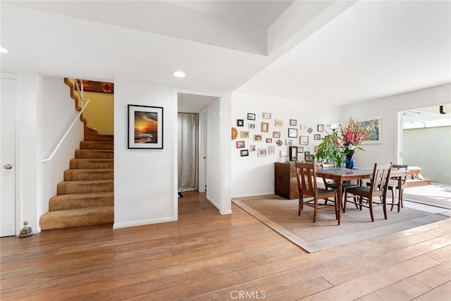 dining area with light wood-type flooring