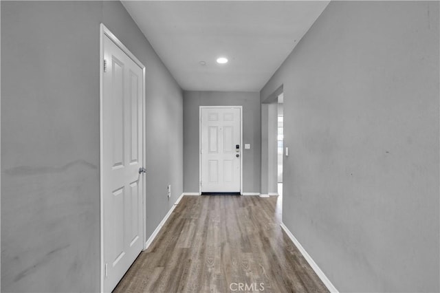 doorway featuring hardwood / wood-style flooring