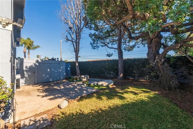 view of yard with a patio area