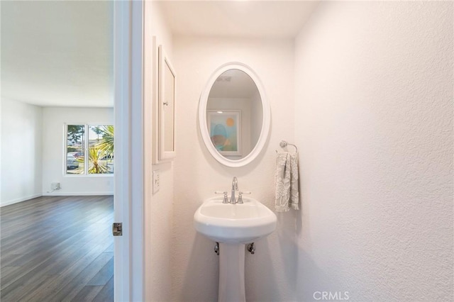 bathroom featuring hardwood / wood-style floors