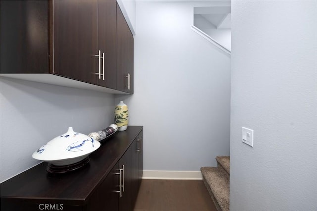 interior space with wood-type flooring and vanity