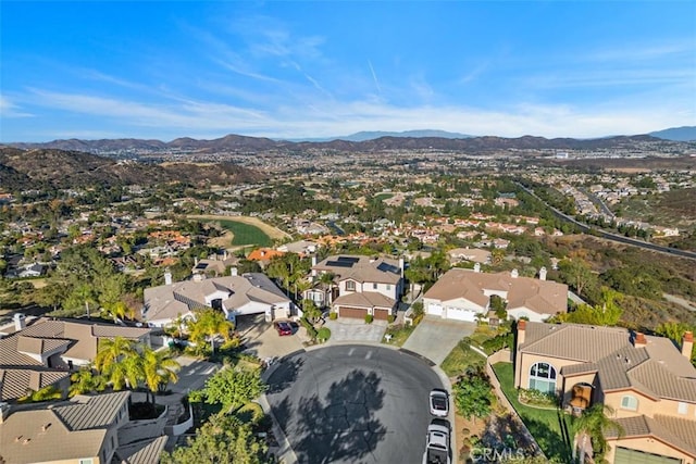 bird's eye view with a mountain view