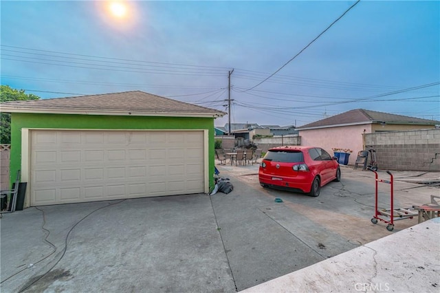 view of garage