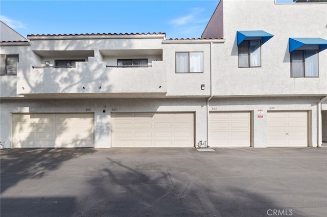 exterior space featuring a garage