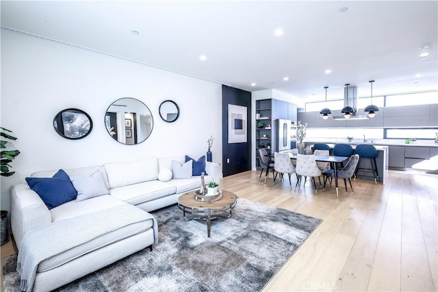 living room featuring light hardwood / wood-style flooring