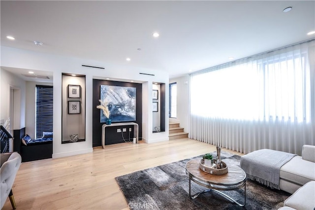 living room with light wood-type flooring