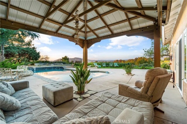 view of patio / terrace with a gazebo and an outdoor living space