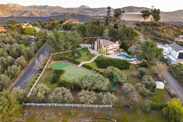 bird's eye view with a mountain view