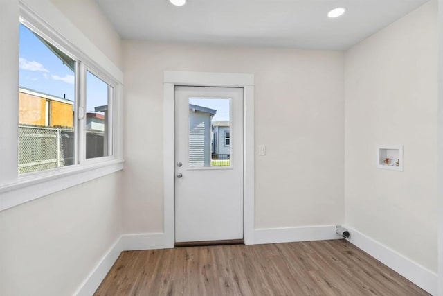 doorway featuring light hardwood / wood-style flooring